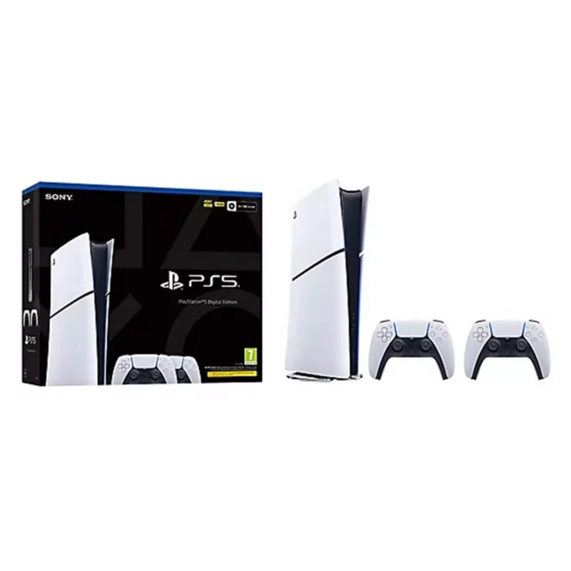 Sony PlayStation 5 Slim Digital Console - Two DualSense Wireless Controllers Bundle, CFI-2016B01Y - White