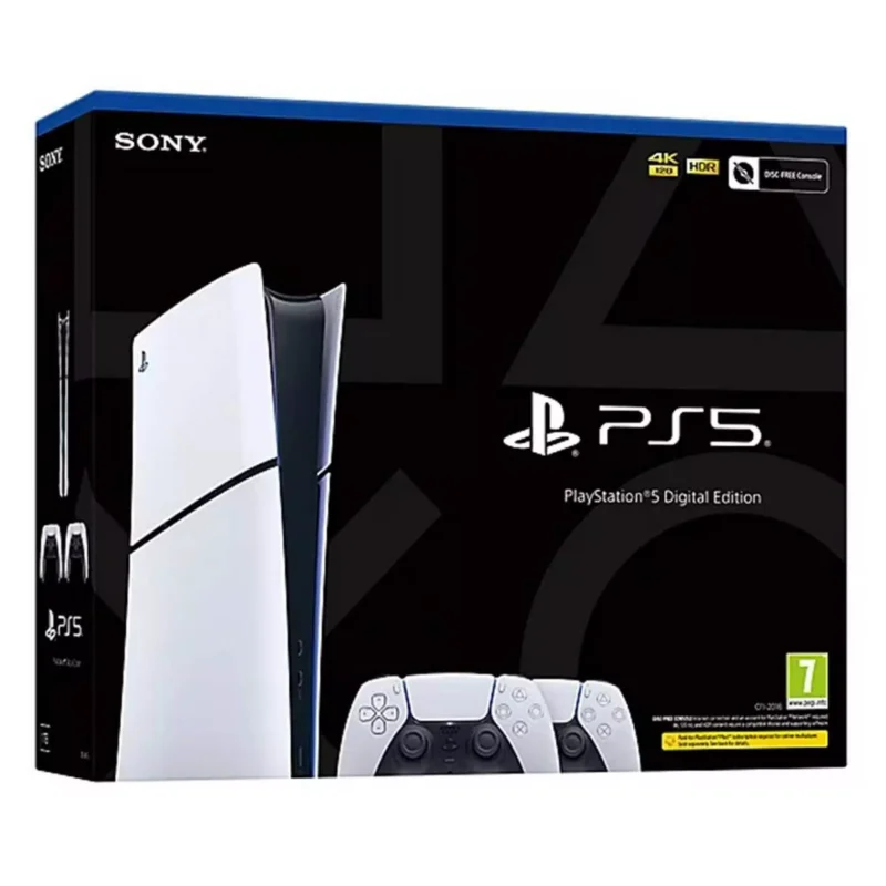 Sony PlayStation 5 Slim Digital Console - Two DualSense Wireless Controllers Bundle, CFI-2016B01Y - White